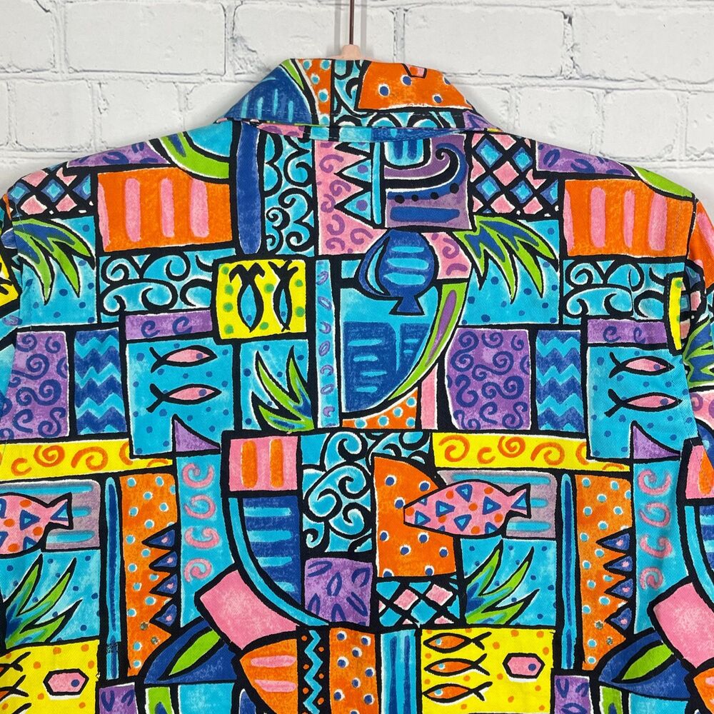 VTG Life Style Jacket Women Medium Buttons Sequins Beaded Artsy Abstract Coat - Picture 9 of 16